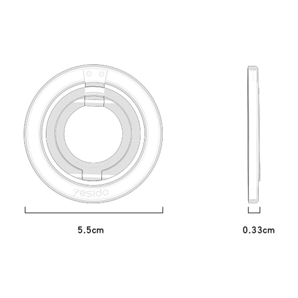 YESIDO C206 Double Ring Zinc Alloy Magnetic Folding Ring Kickstand for Mobile Phone