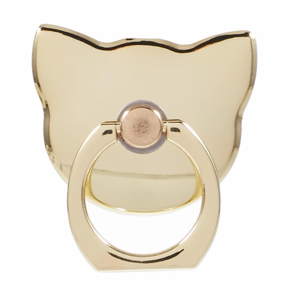 Phone Ring Holder Kickstand Cat Head Shaped Adhesive Metal Phone Bracket