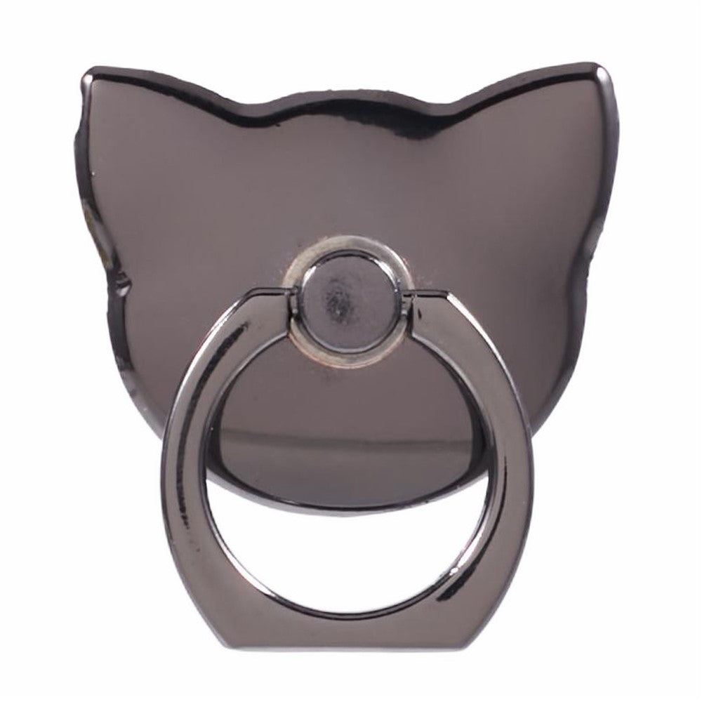Phone Ring Holder Kickstand Cat Head Shaped Adhesive Metal Phone Bracket