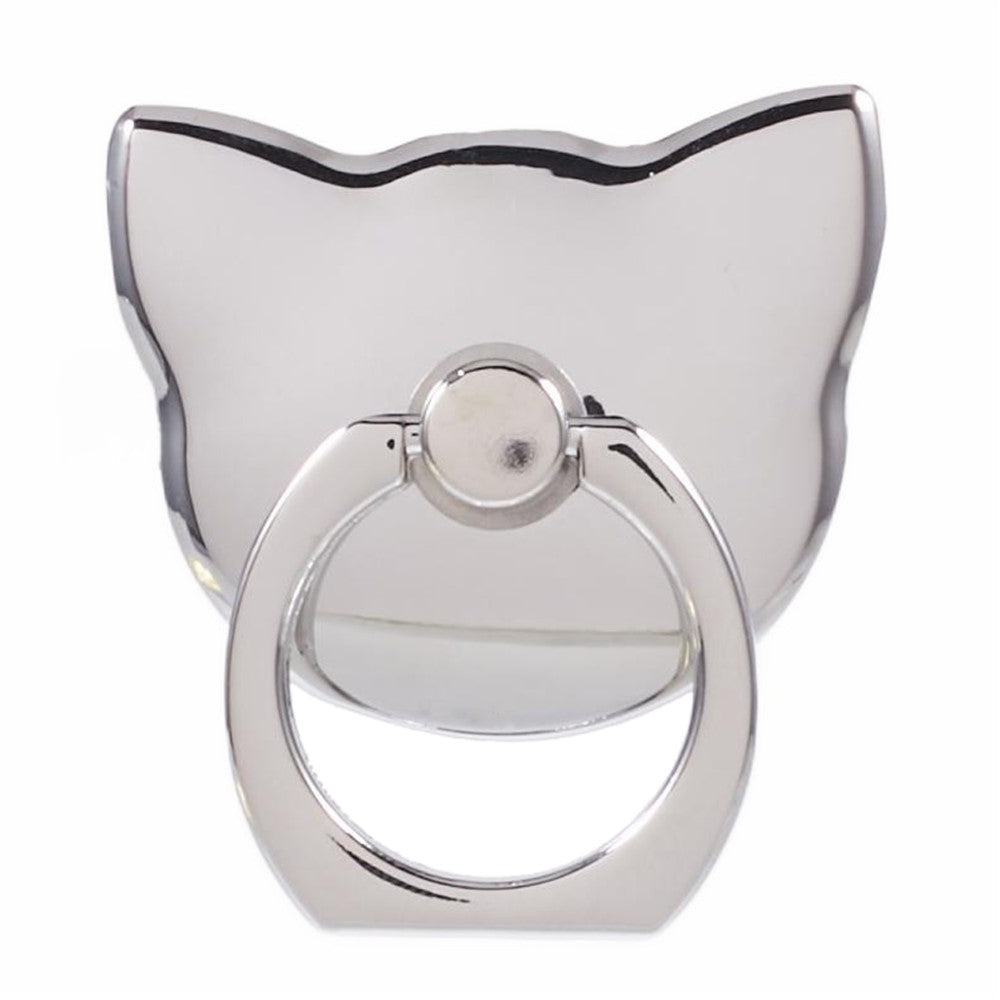 Phone Ring Holder Kickstand Cat Head Shaped Adhesive Metal Phone Bracket