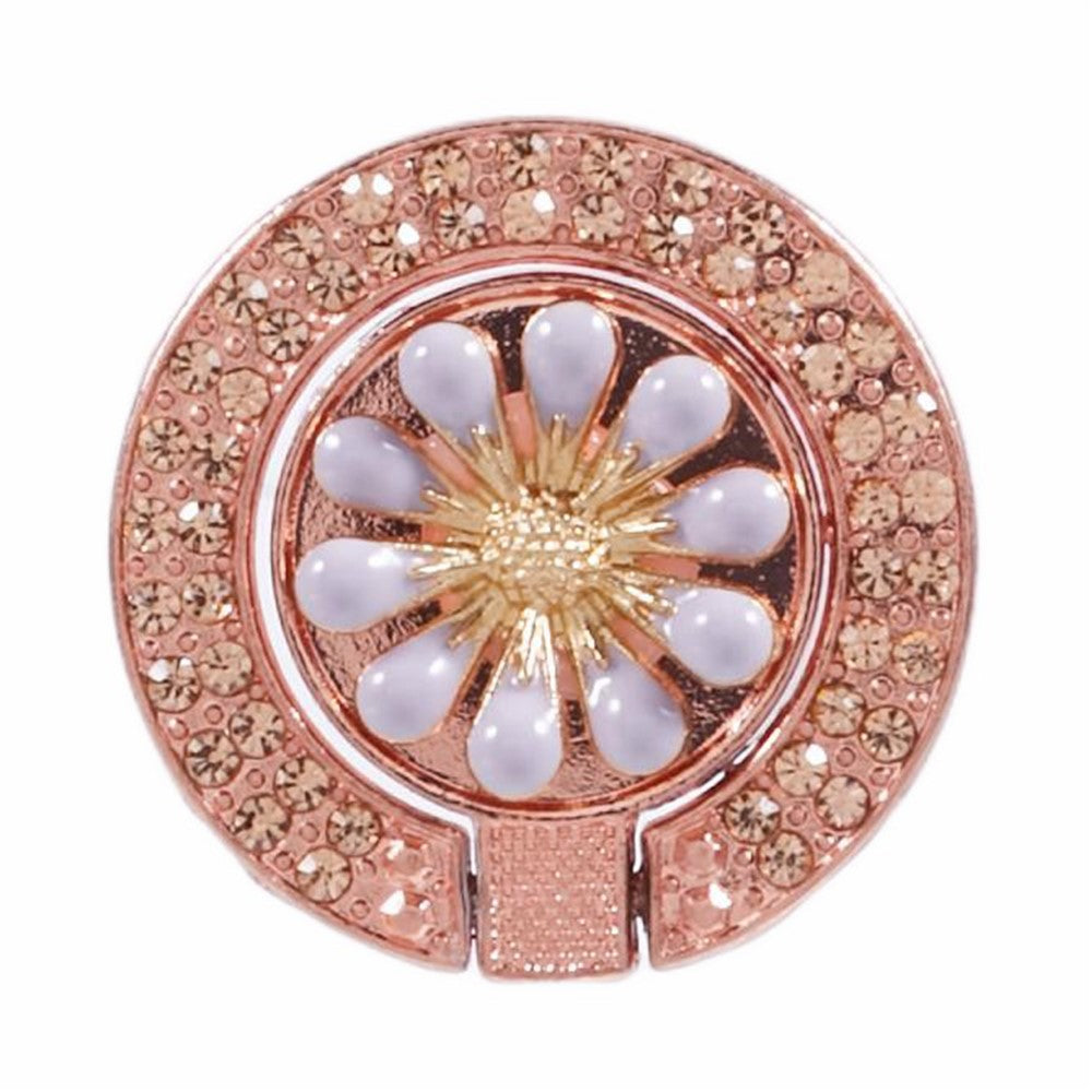 Round Phone Kickstand Adhesive Metal Phone Ring Holder Grip Flower Decoration