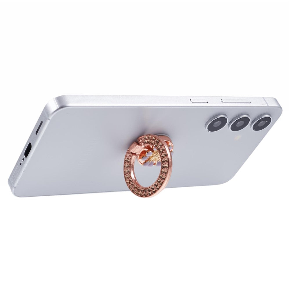 Round Phone Kickstand Adhesive Metal Phone Ring Holder Grip Flower Decoration