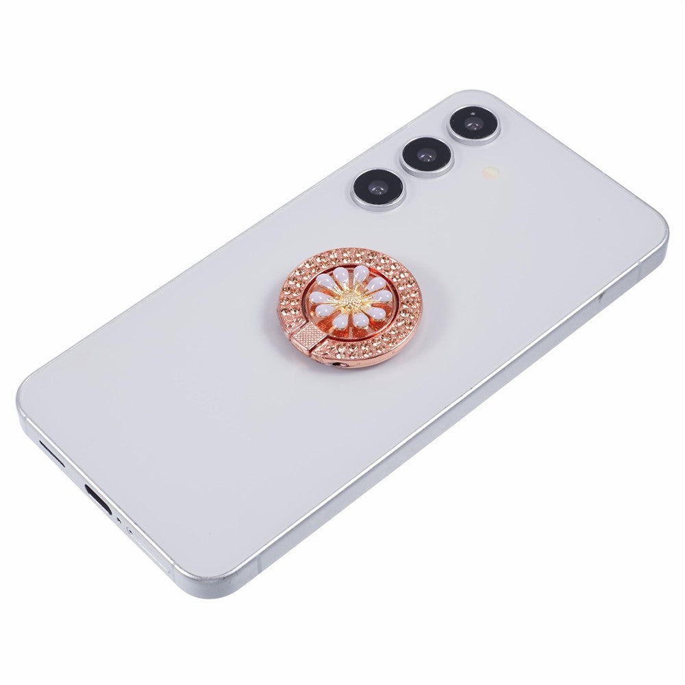 Round Phone Kickstand Adhesive Metal Phone Ring Holder Grip Flower Decoration