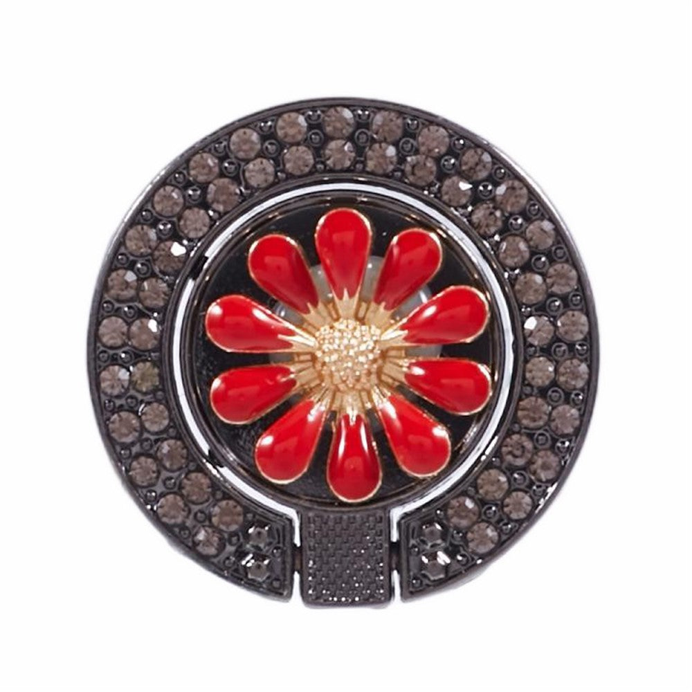Round Phone Kickstand Adhesive Metal Phone Ring Holder Grip Flower Decoration