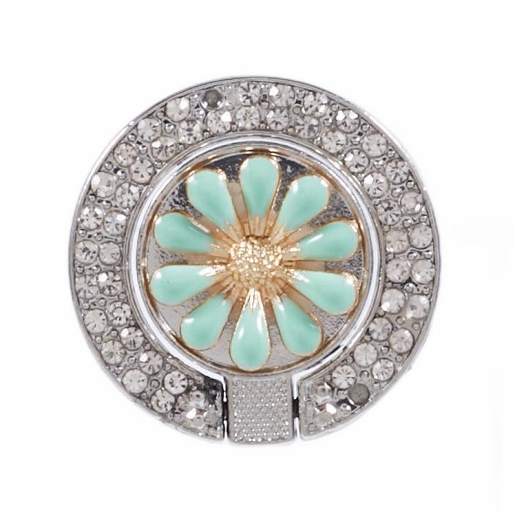 Round Phone Kickstand Adhesive Metal Phone Ring Holder Grip Flower Decoration