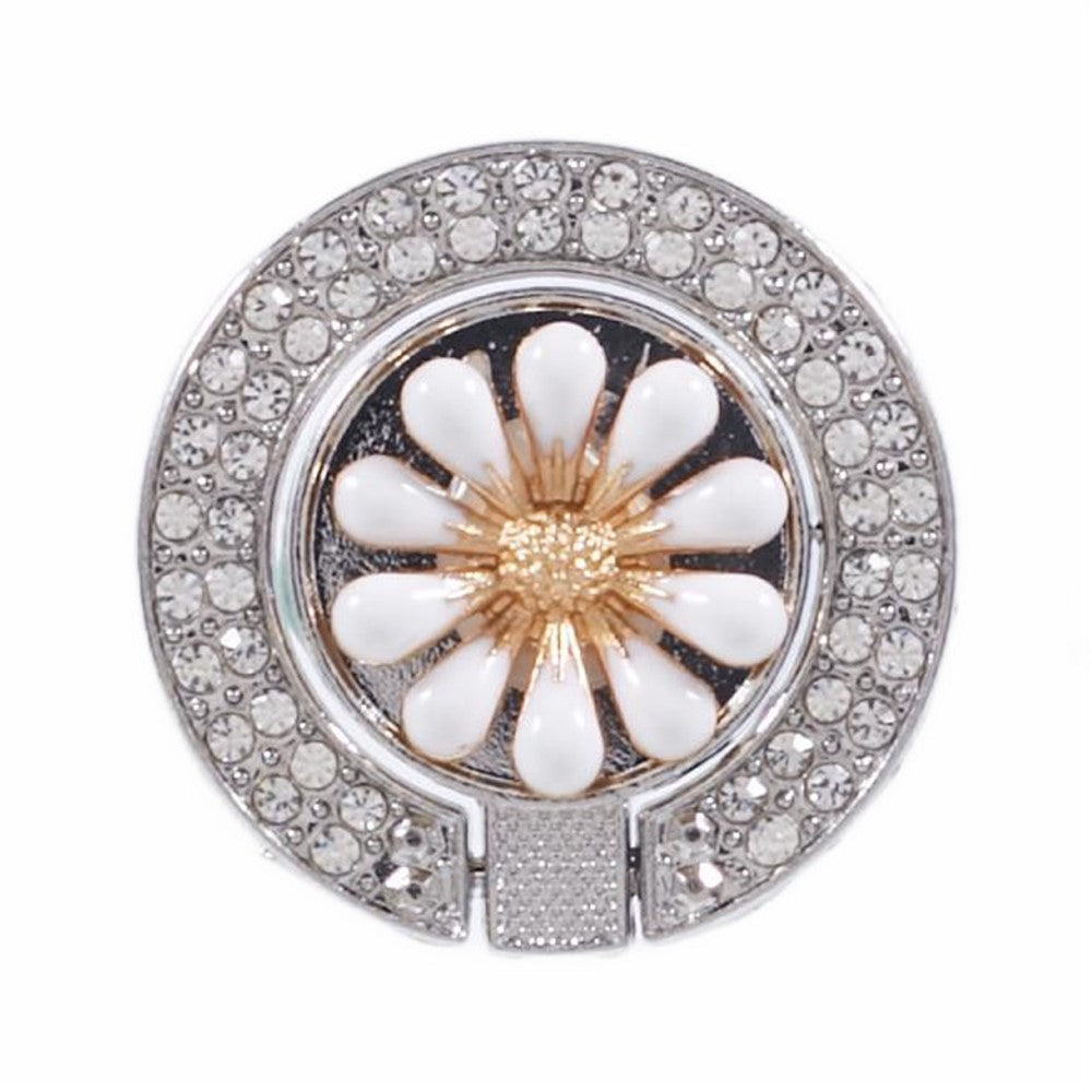 Round Phone Kickstand Adhesive Metal Phone Ring Holder Grip Flower Decoration