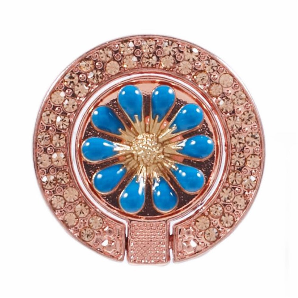 Round Phone Kickstand Adhesive Metal Phone Ring Holder Grip Flower Decoration