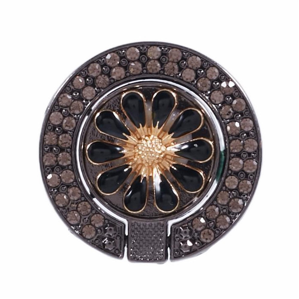 Round Phone Kickstand Adhesive Metal Phone Ring Holder Grip Flower Decoration