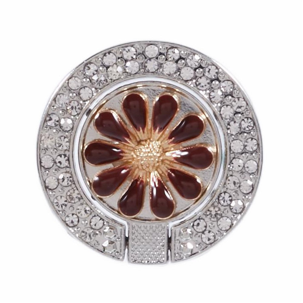 Round Phone Kickstand Adhesive Metal Phone Ring Holder Grip Flower Decoration