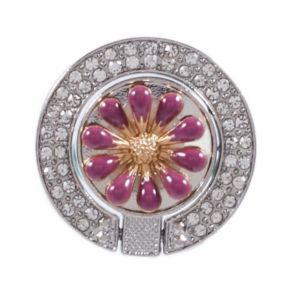 Round Phone Kickstand Adhesive Metal Phone Ring Holder Grip Flower Decoration