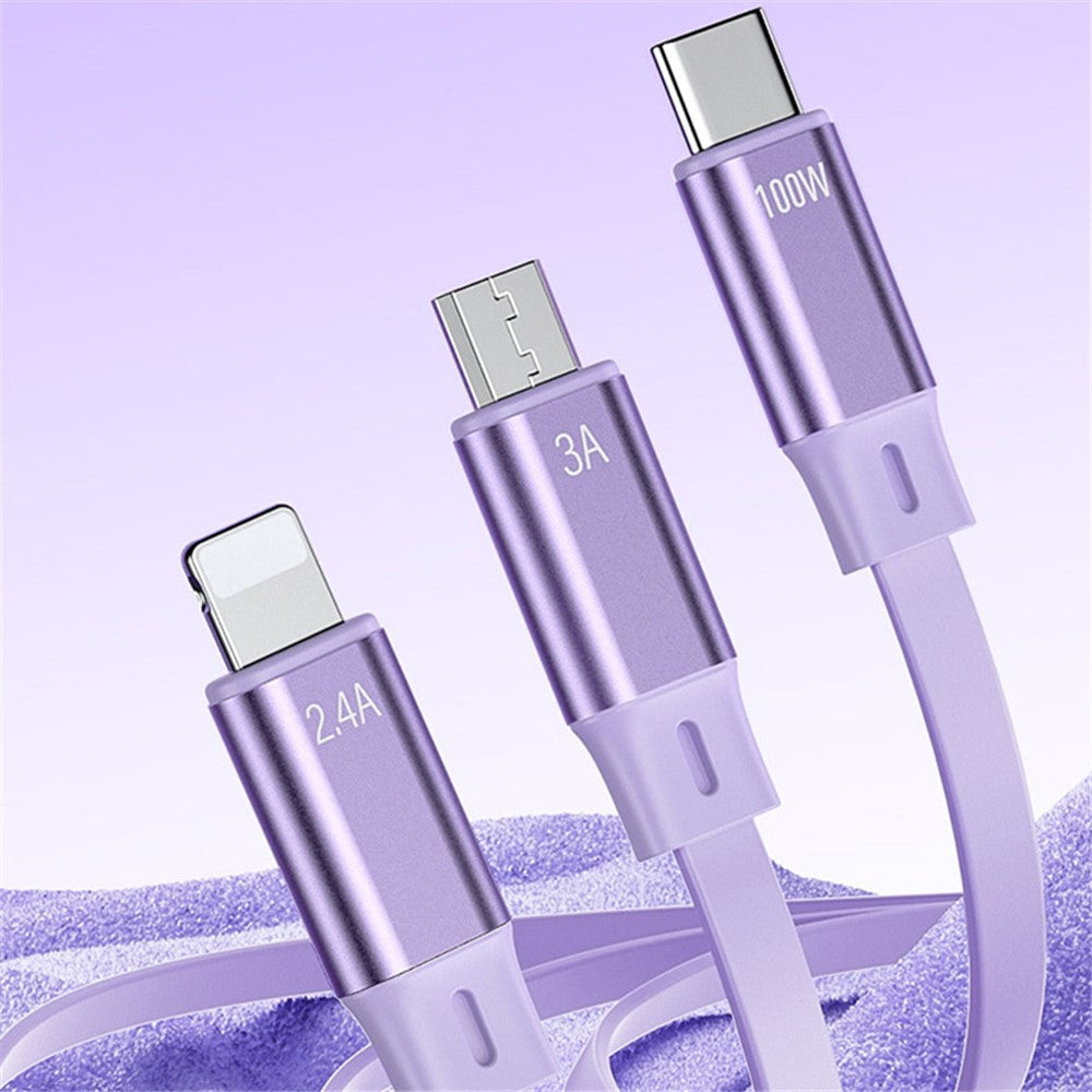 WEKOME WDC-18 Star Series 1.2m 3-in-1 Retractable 100W Fast Charging Cable Date Cord