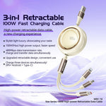 WEKOME WDC-18 Star Series 1.2m 3-in-1 Retractable 100W Fast Charging Cable Date Cord