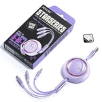 WEKOME WDC-18 Star Series 1.2m 3-in-1 Retractable 100W Fast Charging Cable Date Cord