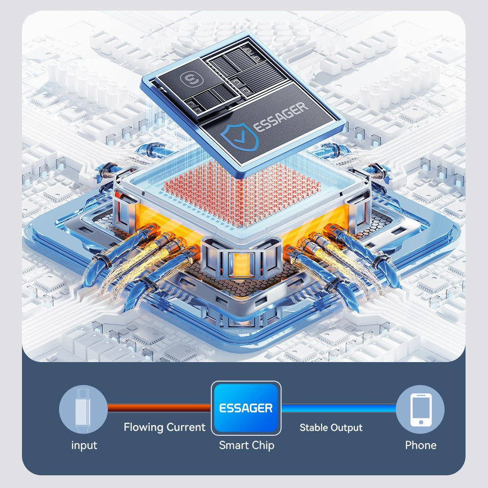 ESSAGER EXC120-HCA0G-P 2m USB-A til Type-C til Xiaomi Hurtigopladning 120W Datakabel med Digitalt Display