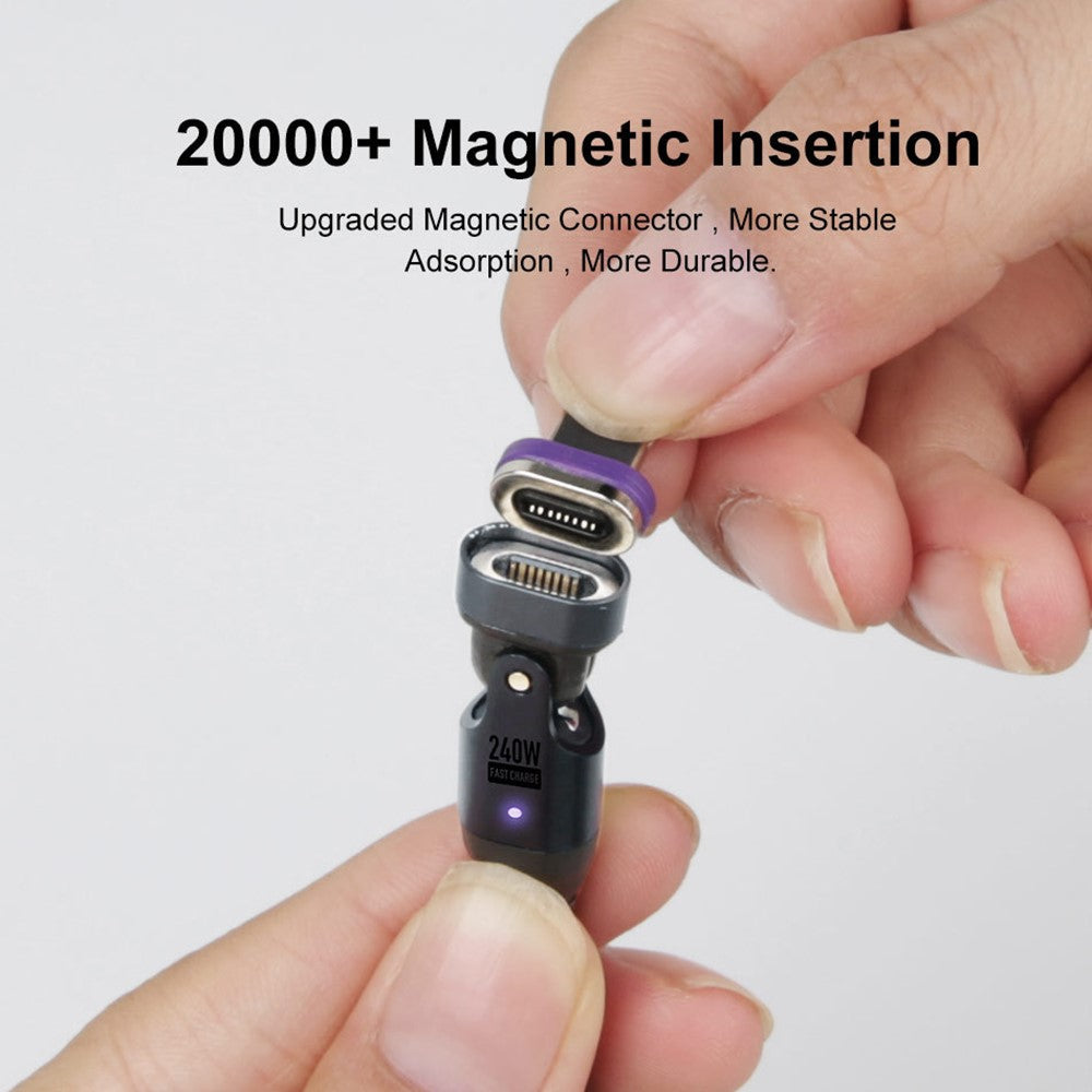 USLION US0203 1,8m Type-C til iP / Type-C / Micro Drejelig Konnektor Magnetisk Opladningskabel 240W Datakabel