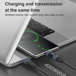 USLION US0203 1,8m Type-C til iP / Type-C / Micro Drejelig Konnektor Magnetisk Opladningskabel 240W Datakabel