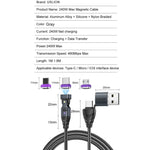 USLION US0204 1m USB / Type-C 2 to 1 Data Cable 180-Degree Rotation 240W Magnetic Charging Cable