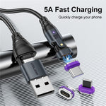 USLION US0204 1m USB / Type-C 2 to 1 Data Cable 180-Degree Rotation 240W Magnetic Charging Cable
