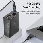 USLION US0204 1m USB / Type-C 2 to 1 Data Cable 180-Degree Rotation 240W Magnetic Charging Cable
