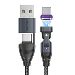 USLION US0204 1m USB / Type-C 2 to 1 Data Cable 180-Degree Rotation 240W Magnetic Charging Cable