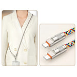 120cm 2-in-1 PD 66W Type-C Charging Cable Cell Phone Crossbody Lanyard Data Cable with Zinc Alloy Buckle, Tether Tab