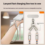 120cm 2-in-1 PD 66W Type-C Charging Cable Cell Phone Crossbody Lanyard Data Cable with Zinc Alloy Buckle, Tether Tab