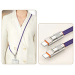120cm 2-in-1 PD 66W Type-C Charging Cable Cell Phone Crossbody Lanyard Data Cable with Zinc Alloy Buckle, Tether Tab