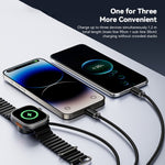 ESSAGER 1,2 m USB til Type-C + 8-pin + trådløs opladningsdock til Apple Watch flettet opladerkabel