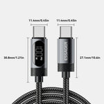 ESSAGER 2m USB C to USB C Cable 100W Digital Display Fast Charging Data Sync Cord