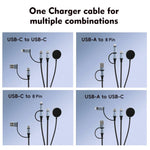 U33 1m PD 100W Fast Charging Cable Multi-Function Cord for Laptop / Tablet / Phone / Apple Watch