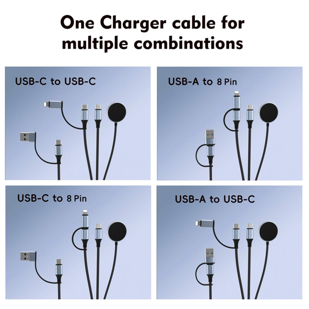U33 1m PD 100W Fast Charging Cable Multi-Function Cord for Laptop / Tablet / Phone / Apple Watch