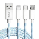 ENKAY 1.5m 3 in 1 USB to iP / Type-C / Micro USB 60W Charging Data Cable Braided Wire