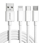 ENKAY 1.5m 3 in 1 USB to iP / Type-C / Micro USB 60W Charging Data Cable Braided Wire