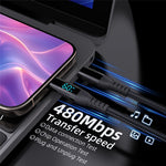 3 m USB-C til USB-C Kabel Digitalt Display 3A / 20V 60W Hurtigopladende Flettet Datakabel til Smartphones Tablets