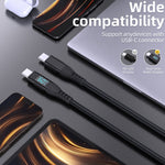 3 m USB-C til USB-C Kabel Digitalt Display 3A / 20V 60W Hurtigopladende Flettet Datakabel til Smartphones Tablets