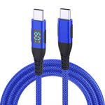 3 m USB-C til USB-C Kabel Digitalt Display 3A / 20V 60W Hurtigopladende Flettet Datakabel til Smartphones Tablets