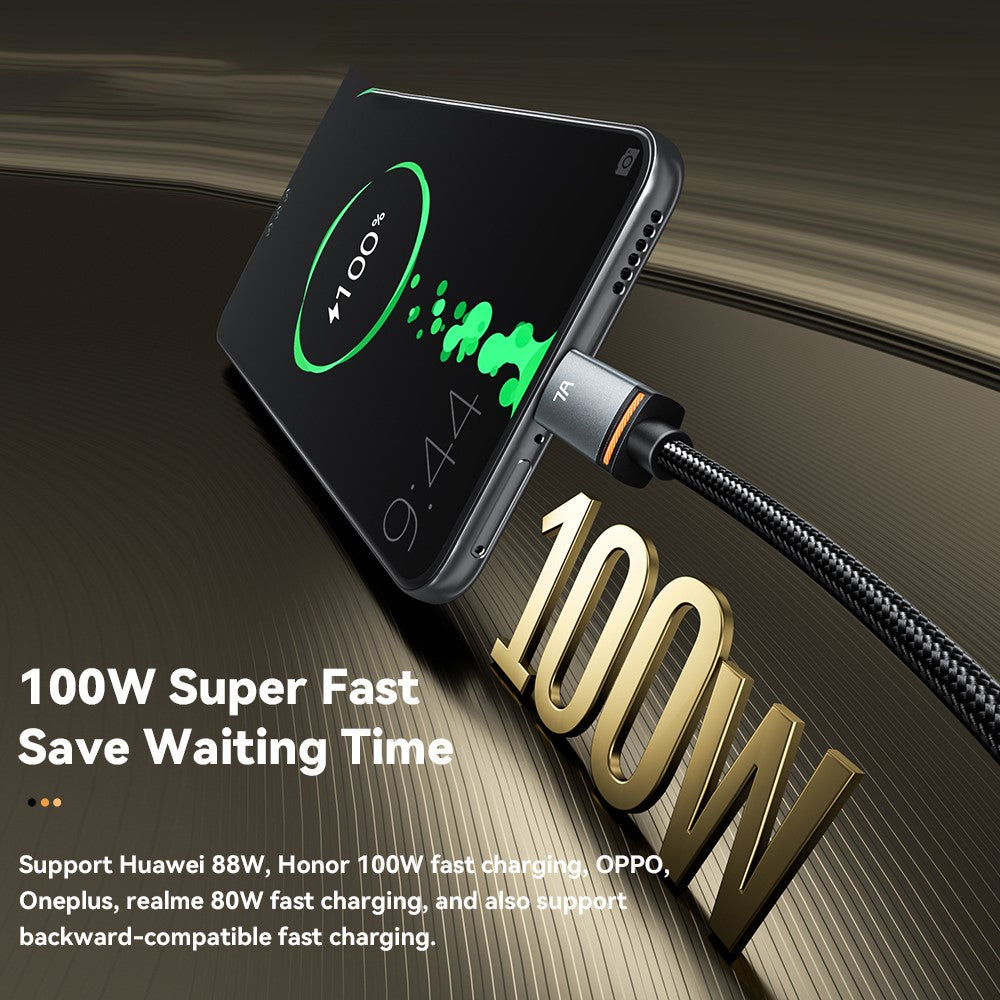 ESSAGER 1m USB-A to iP + Type-C Fast Charging Cable 100W PD Sync Data Transfer Cable