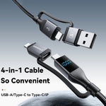ESSAGER 4-in-1 Data Cable Digital Display PD 100W Fast Charging Cable 0.25m