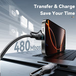 ESSAGER 4-in-1 Data Cable Digital Display PD 100W Fast Charging Cable 0.25m