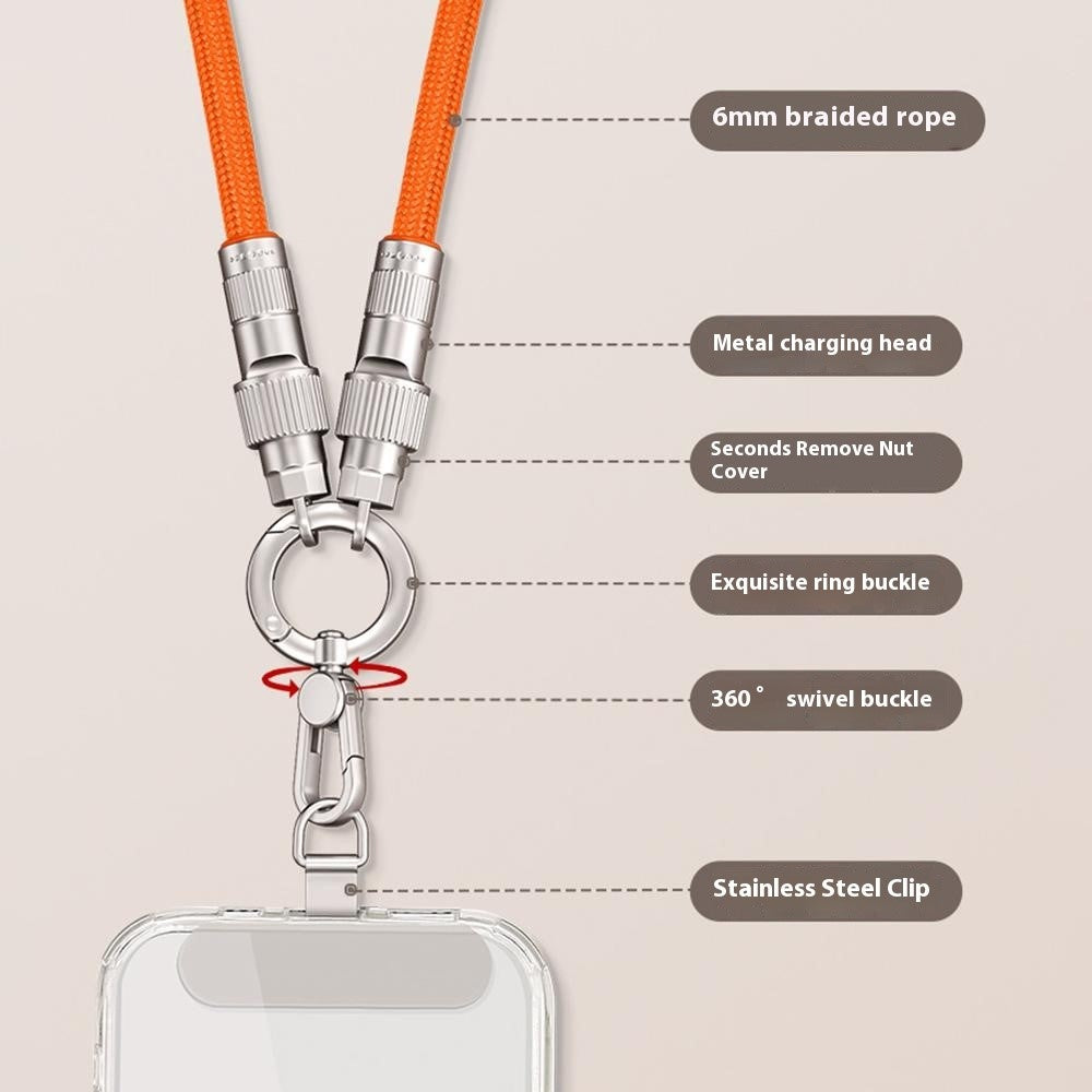 30 cm Håndledsrem til Mobiltelefon, Hurtigopladningskabel med Type-C til L-Port Adapter, Telefon-Lanyard