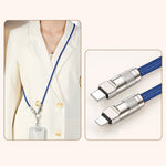 120cm Crossbody Phone Lanyard Charging Cable Type-C to L-Port Adapter Universal Cell Phone Strap