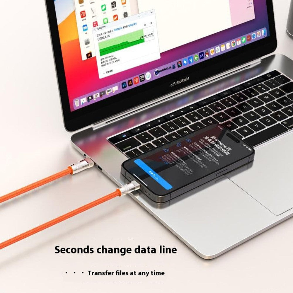 120cm Crossbody Phone Lanyard Charging Cable Type-C to L-Port Adapter Universal Cell Phone Strap