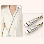 120cm Crossbody Phone Lanyard Charging Cable Type-C to L-Port Adapter Universal Cell Phone Strap