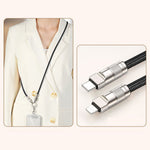 120cm Crossbody Phone Lanyard Charging Cable Type-C to L-Port Adapter Universal Cell Phone Strap