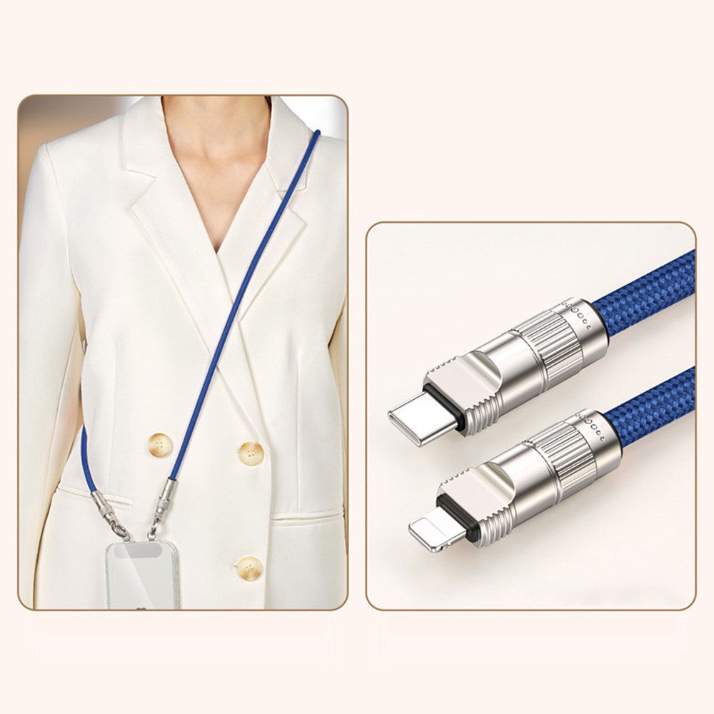 120 cm Crossbody Lanyard Telefonopladningskabel Type-C til L-port 27W Hurtigopladningskabel Mobiltelefonstrop