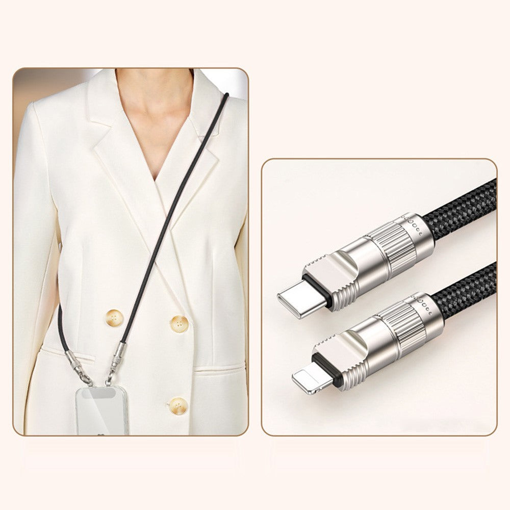 120 cm Crossbody Lanyard Telefonopladningskabel Type-C til L-port 27W Hurtigopladningskabel Mobiltelefonstrop