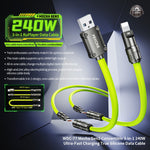 WEKOME WDC-77 3-in-1 Multi Charging Cable 240W Super Fast Charge Silicone Data Cable For USB  /  Type-C  /  iP