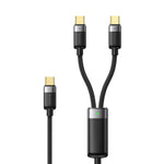 MCDODO CA-6780-IN-1 USB-C Hurtigopladningskabel To USB-C Porte 100W Opladningskabel 1,5m Flettet