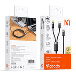 MCDODO CA-6780-IN-1 USB-C Hurtigopladningskabel To USB-C Porte 100W Opladningskabel 1,5m Flettet
