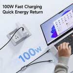 MCDODO CA-6700 2-i-1 Hurtigopladningskabel 100W USB-C til USB-C+iP Flettet Kabel 1,5m til Flere Enheder